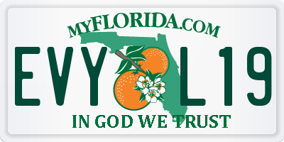 FL license plate EVYL19