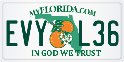 FL license plate EVYL36