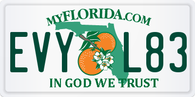FL license plate EVYL83