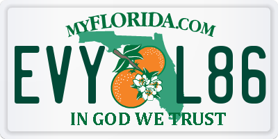 FL license plate EVYL86