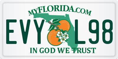 FL license plate EVYL98