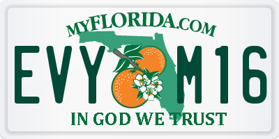 FL license plate EVYM16