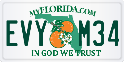 FL license plate EVYM34