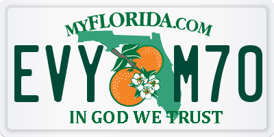 FL license plate EVYM70
