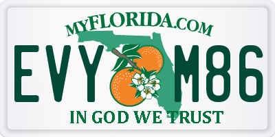 FL license plate EVYM86