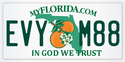 FL license plate EVYM88
