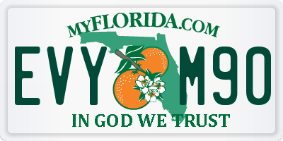 FL license plate EVYM90