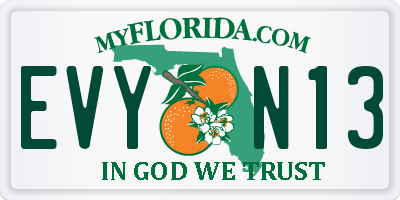 FL license plate EVYN13