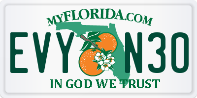 FL license plate EVYN30
