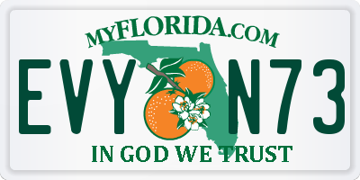 FL license plate EVYN73