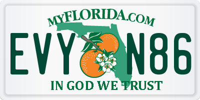 FL license plate EVYN86