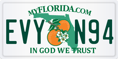 FL license plate EVYN94