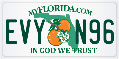 FL license plate EVYN96