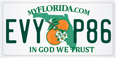 FL license plate EVYP86