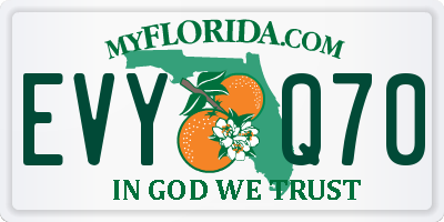 FL license plate EVYQ70