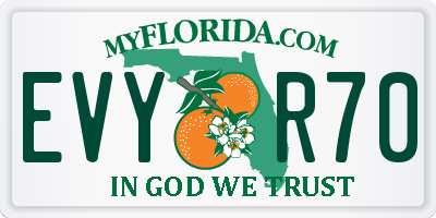 FL license plate EVYR70