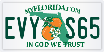 FL license plate EVYS65