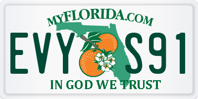 FL license plate EVYS91