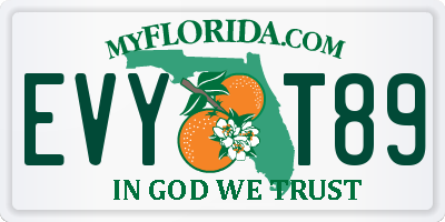 FL license plate EVYT89