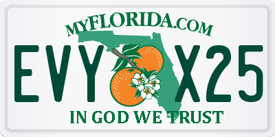 FL license plate EVYX25