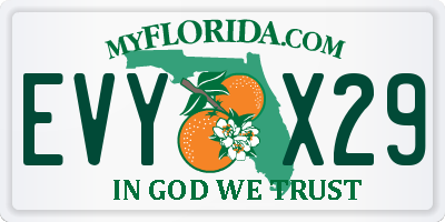 FL license plate EVYX29