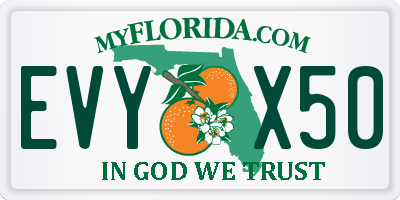 FL license plate EVYX50
