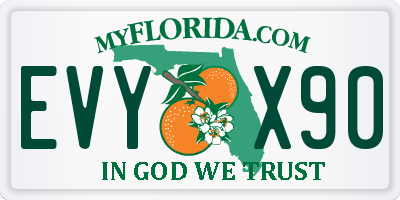 FL license plate EVYX90
