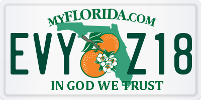 FL license plate EVYZ18