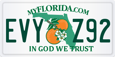 FL license plate EVYZ92