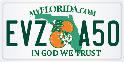 FL license plate EVZA50
