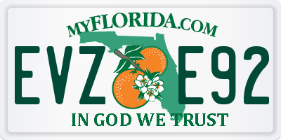 FL license plate EVZE92