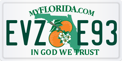 FL license plate EVZE93