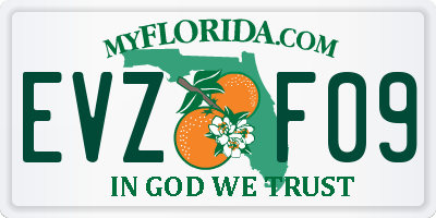 FL license plate EVZF09