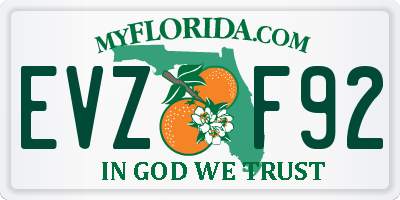 FL license plate EVZF92