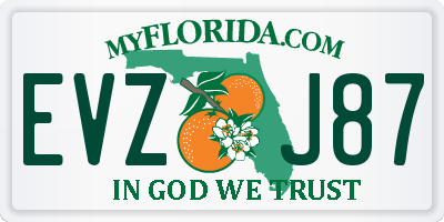 FL license plate EVZJ87