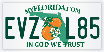 FL license plate EVZL85