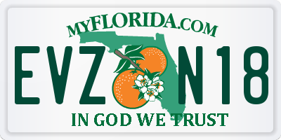 FL license plate EVZN18