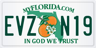 FL license plate EVZN19
