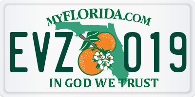FL license plate EVZO19