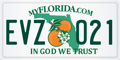 FL license plate EVZO21