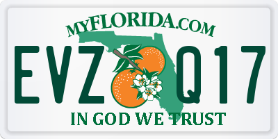 FL license plate EVZQ17