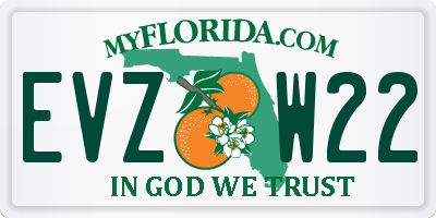FL license plate EVZW22