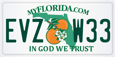 FL license plate EVZW33