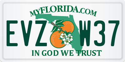 FL license plate EVZW37