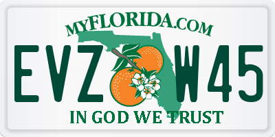 FL license plate EVZW45