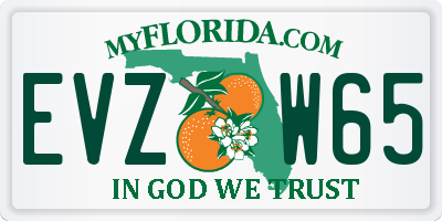 FL license plate EVZW65