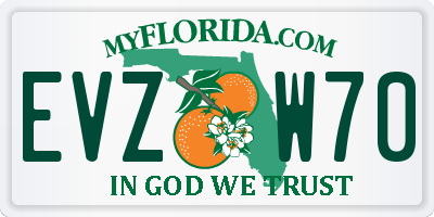 FL license plate EVZW70