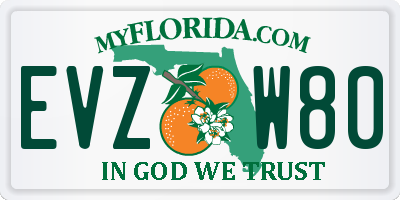 FL license plate EVZW80