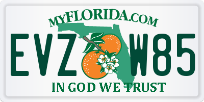 FL license plate EVZW85