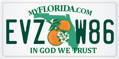 FL license plate EVZW86